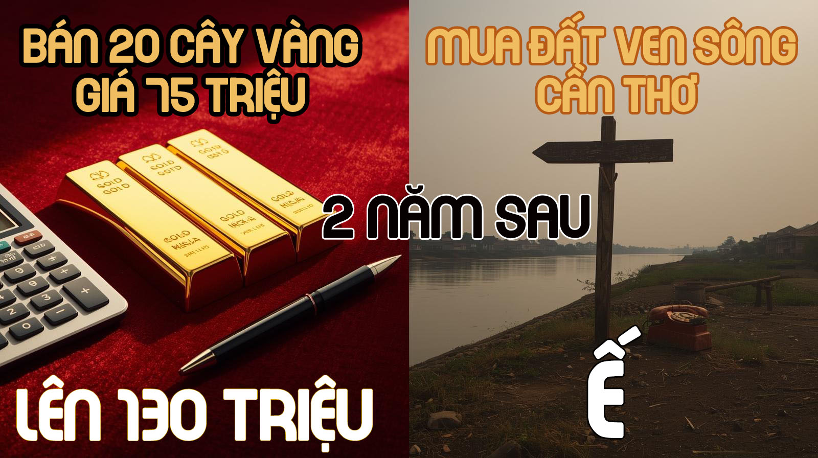 Bán 20 cây vàng giá 75 triệu đổi đất ven sông ở Cần Thơ: 2 năm sau vàng lên 130 triệu, đất treo bảng rao mãi mà điện thoại vẫn im
